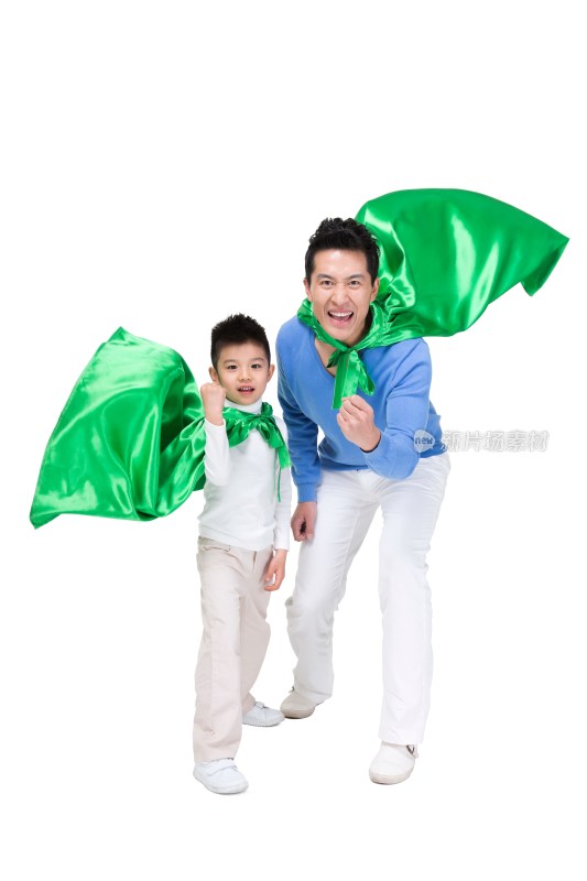 绿色节能环保卫士超人父子