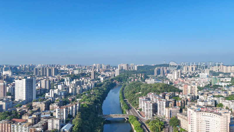 航拍四川自贡建设自贡城市风光