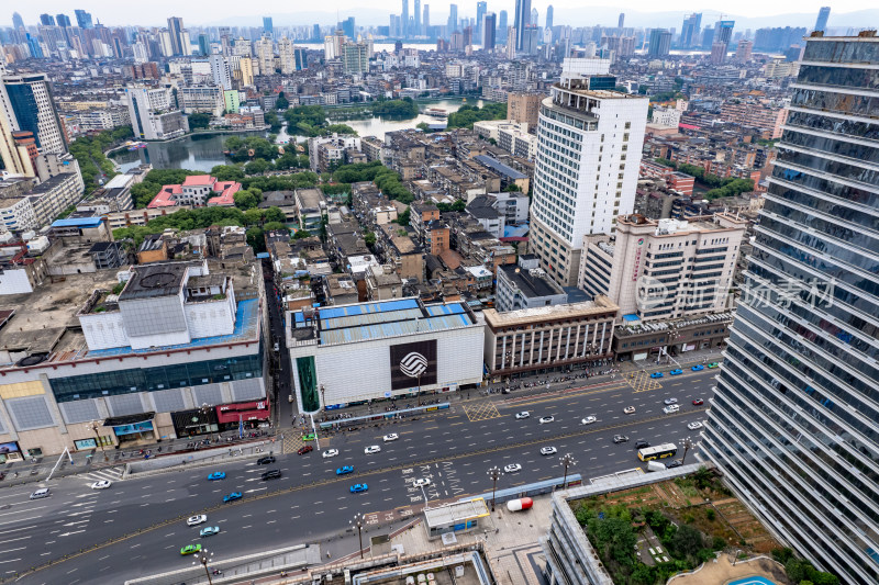 南昌八一广场周边建筑航拍图