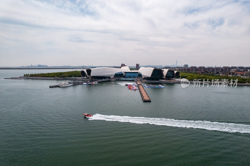 天津生态城国家海洋博物馆城市建筑风光航拍