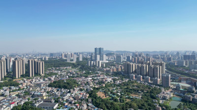 航拍广东江门大景江门城市建设