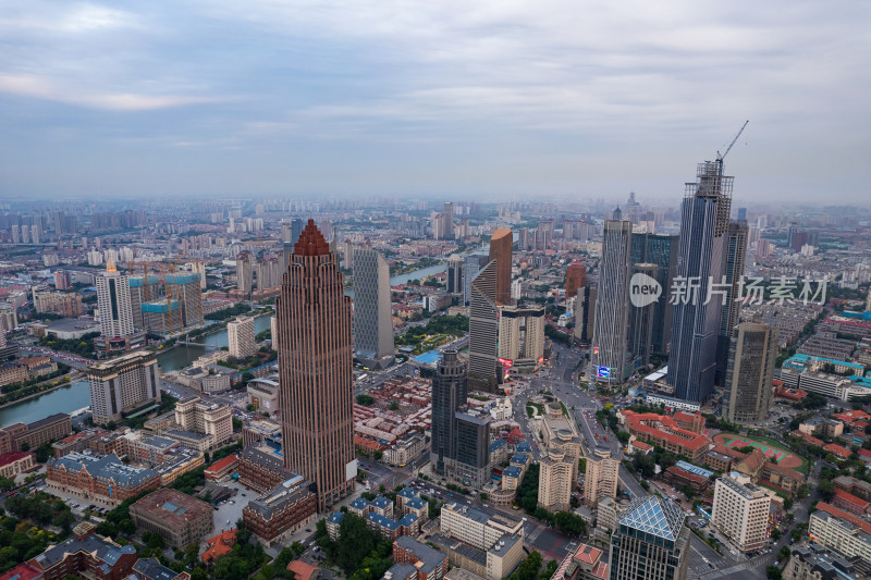 天津海河风景线城市夜景风光航拍