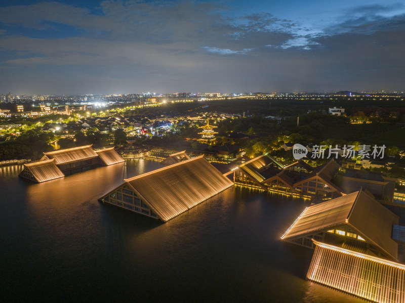 上海松江广富林文化遗址夜晚夜景