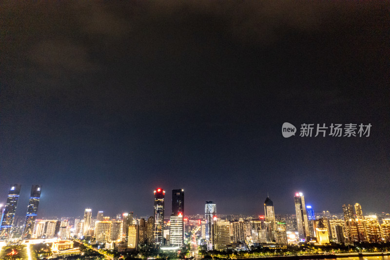 航拍南昌赣江两岸夜景航拍图