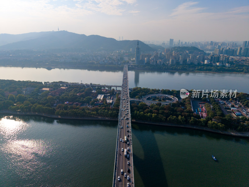 长沙湘江橘子洲航拍图