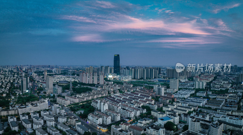 航拍昆山城市建筑风光夜景大景