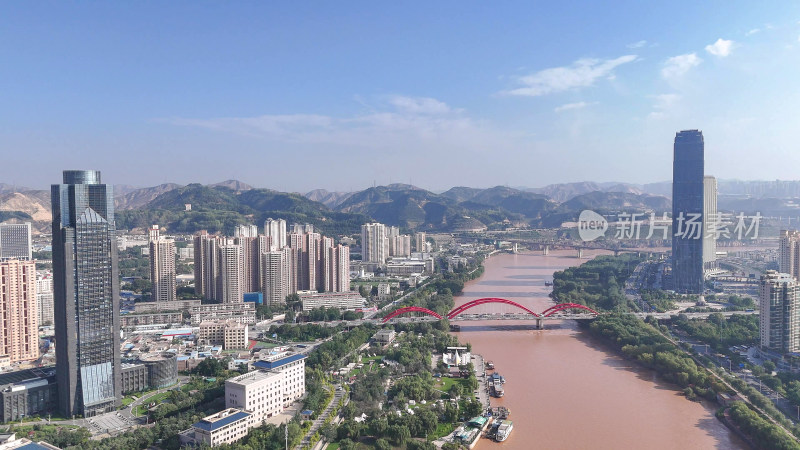 甘肃兰州黄河风光兰州大景航拍