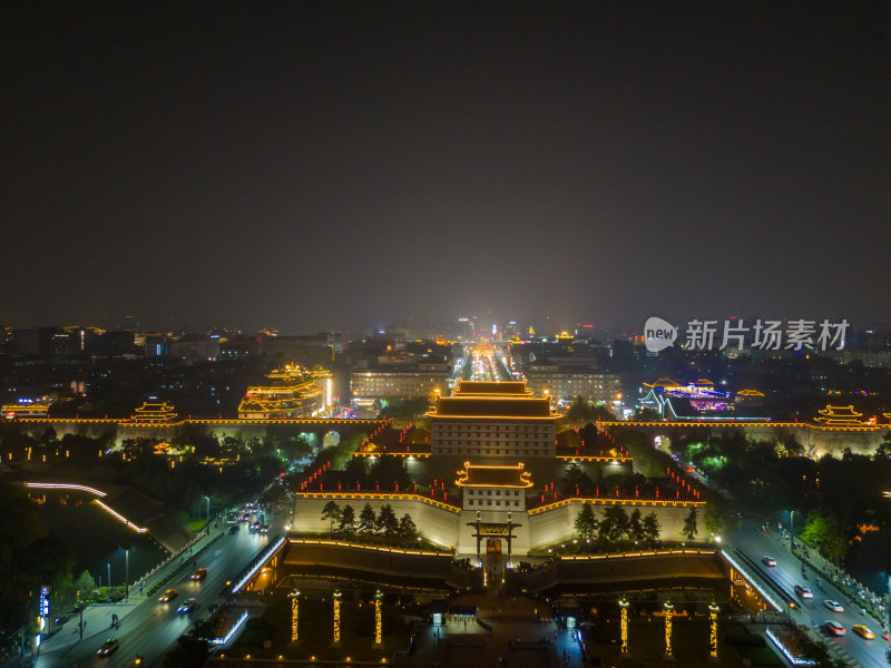 陕西西安永宁门夜景西安城墙夜景