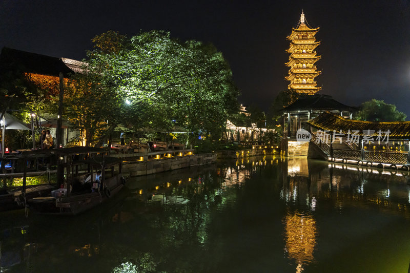 嘉兴乌镇西栅白莲寺白莲塔风景