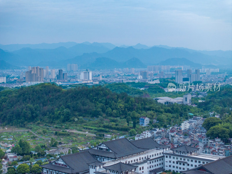 航拍浙江省台州市天台县城市风光