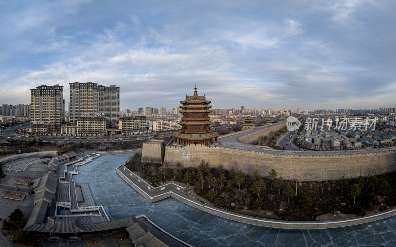 山西省大同市大同古城乾楼航拍