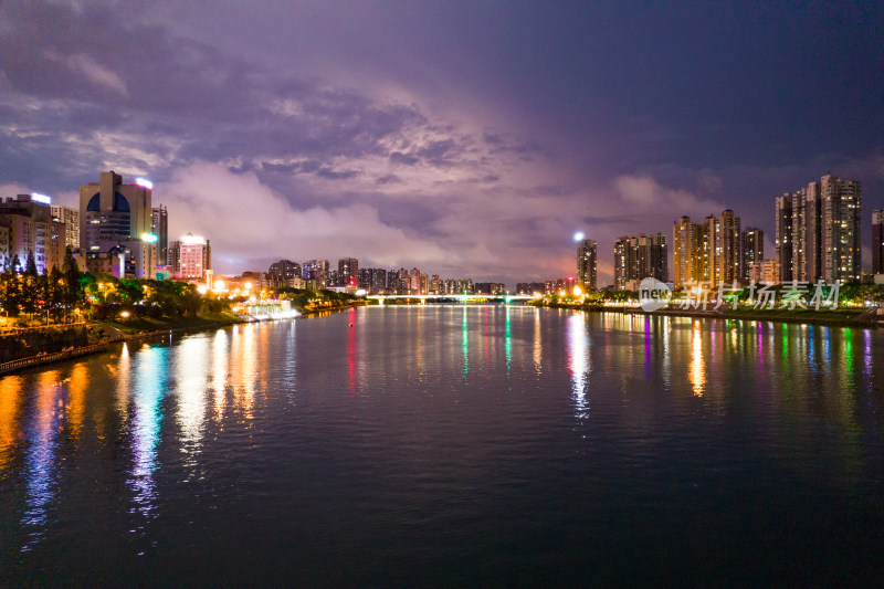 衡阳城市夜景航拍风光