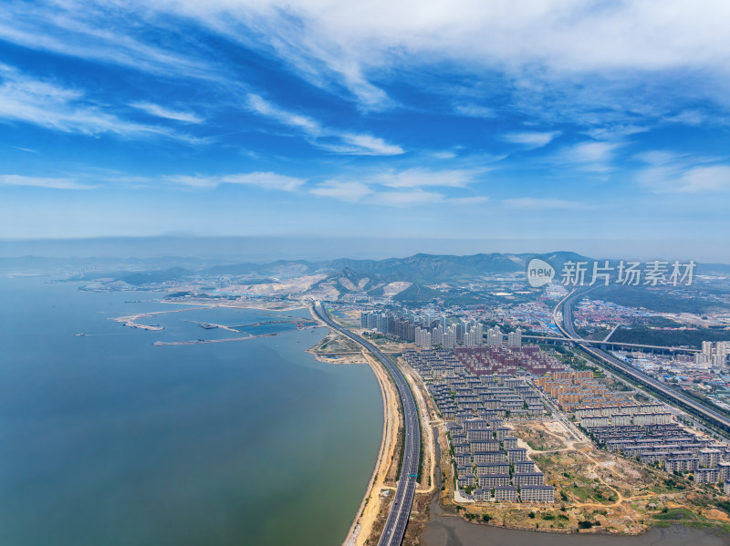 俯瞰大连金州区临空经济区渤海大道