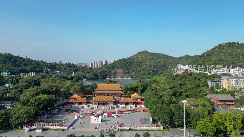 航拍广东珠海圆明新园4A景区