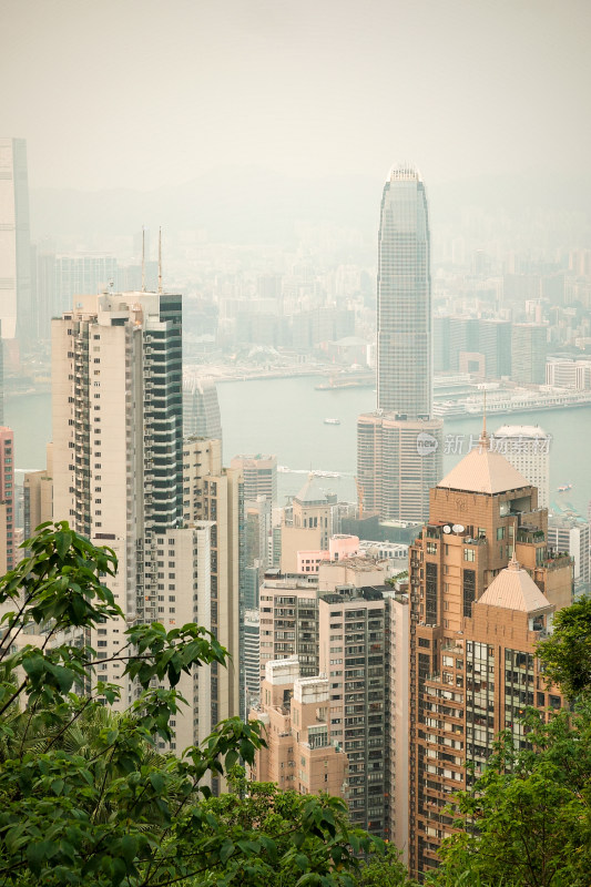 香港太平山顶俯看维多利亚港