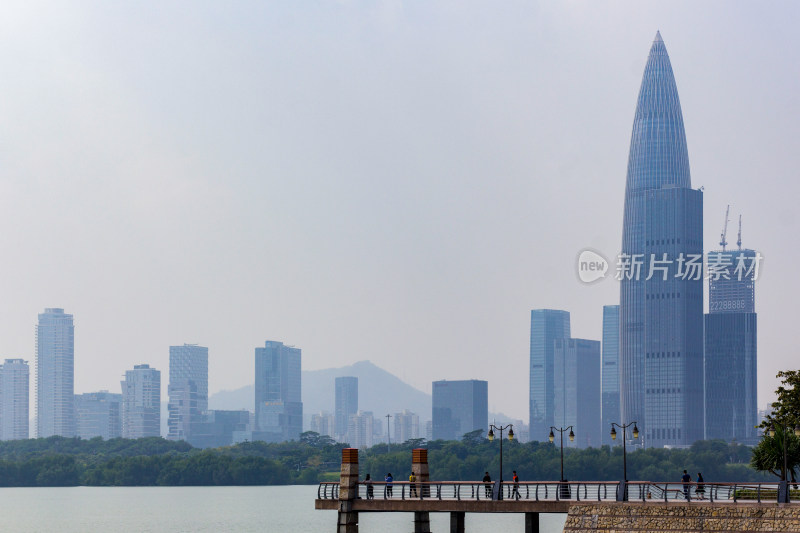 深圳湾公园城市高楼与海边景观