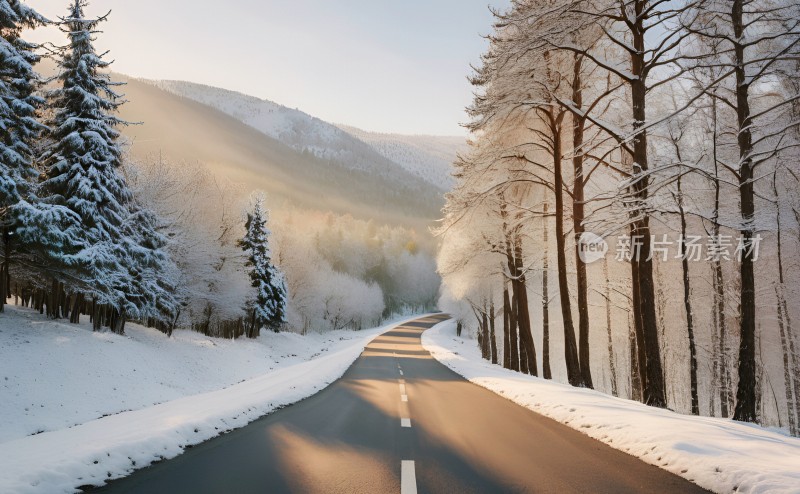 冬季森林白雪覆盖风景