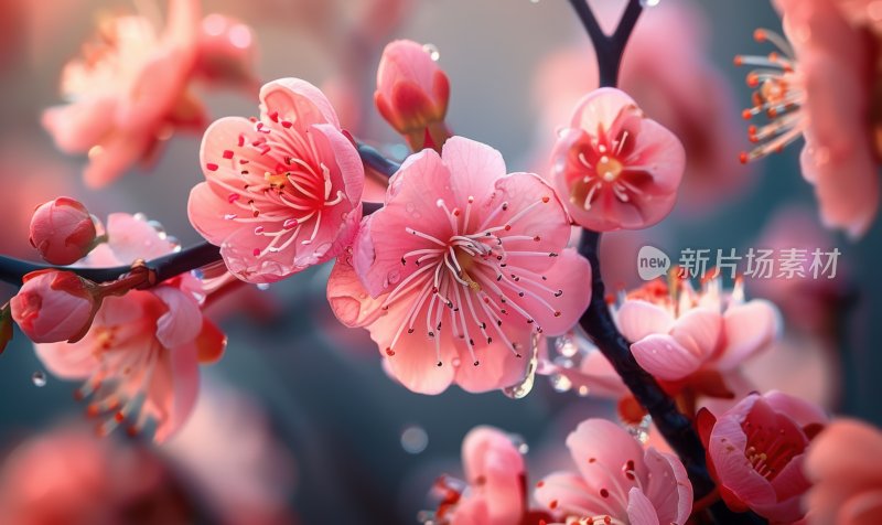 梅花盛开初春花朵清新淡雅高清背景