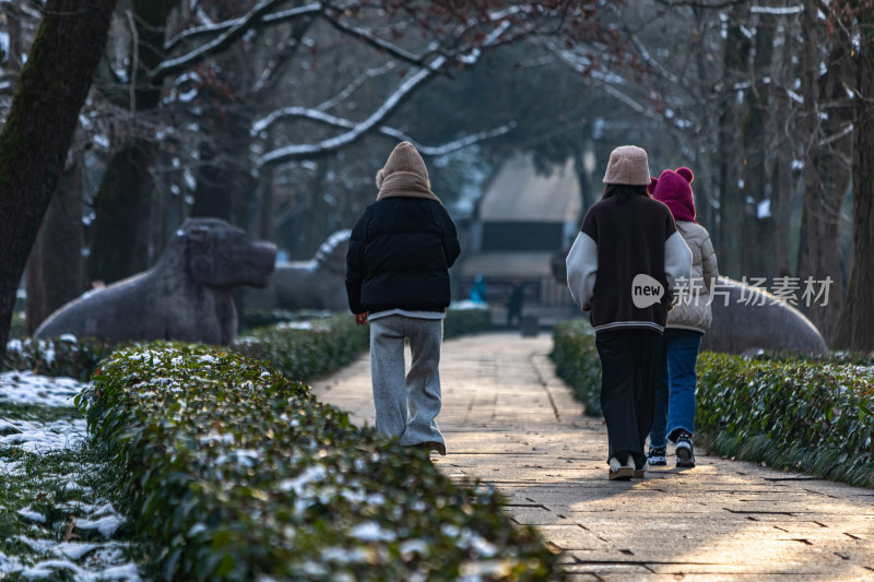 南京明孝陵石象路神道雪景