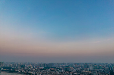 广西北海城市夕阳晚霞航拍摄影图