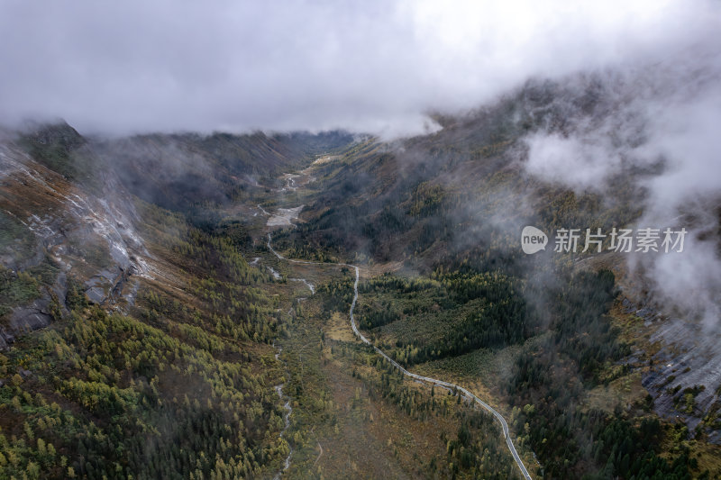 四川阿坝州双桥沟四姑娘山航拍