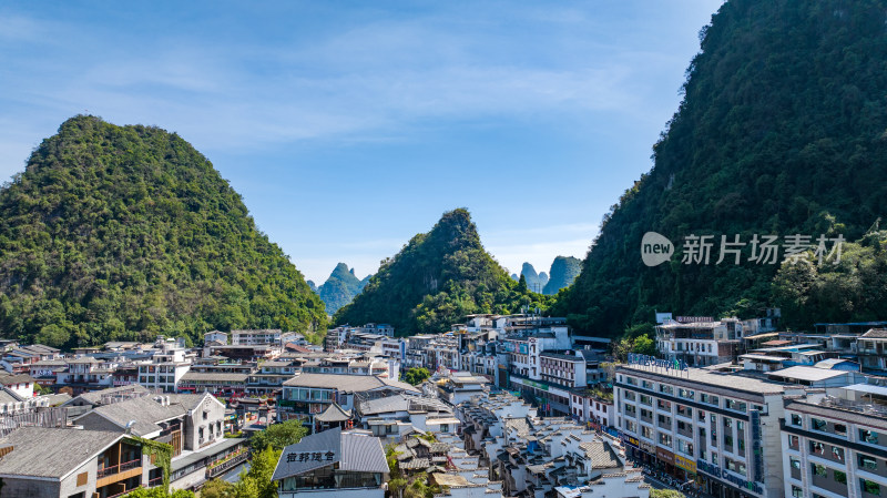 广西桂林阳朔西街全景航拍