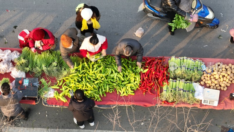 豫西农村腊月集市航拍