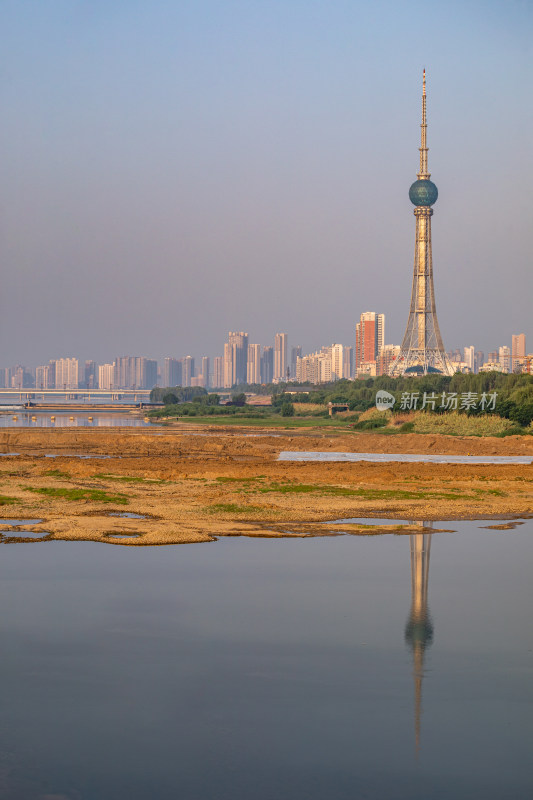 河南洛阳洛神公园洛浦公园黄昏景观