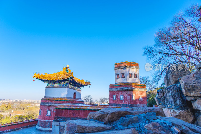 冬季北京颐和园蓝天自然风光