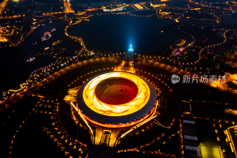 成都东安湖夜景航拍