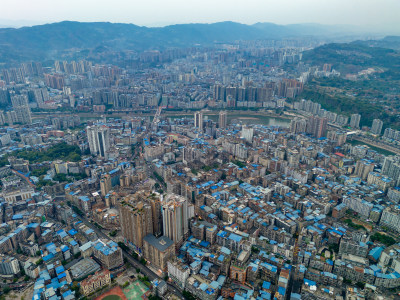 达州通川区城市建设航拍图