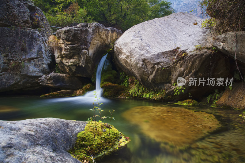 河南焦作云台山旅游景区瀑布溪流自然风光