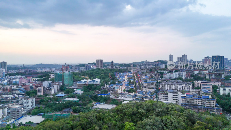 航拍四川自贡大景自贡城市建设