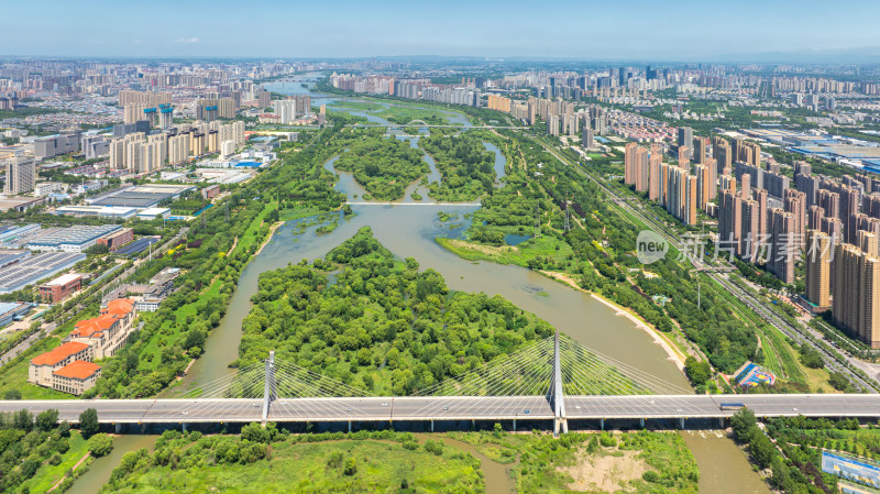 河南洛阳城市天际线楼房建筑航拍