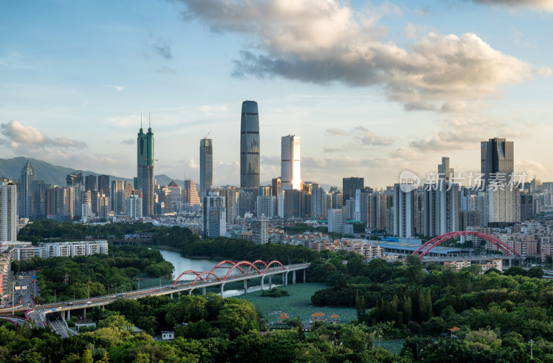 城市高楼与桥梁全景