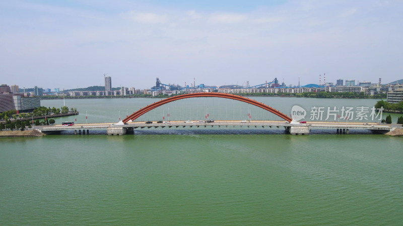 航拍湖北鄂州南浦虹桥