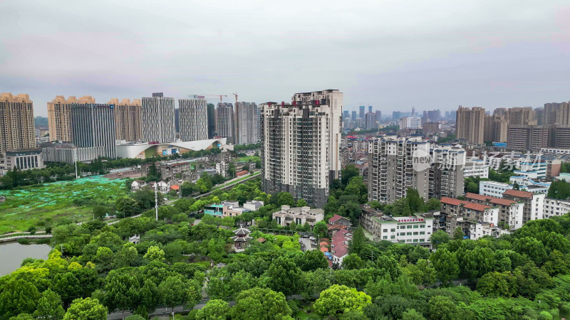 湖北荆州城市风光航拍图