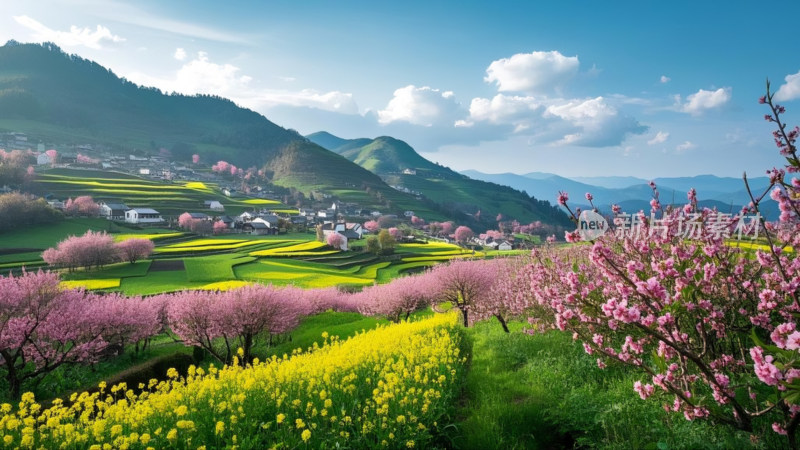 春暖花开美丽乡村 大场景