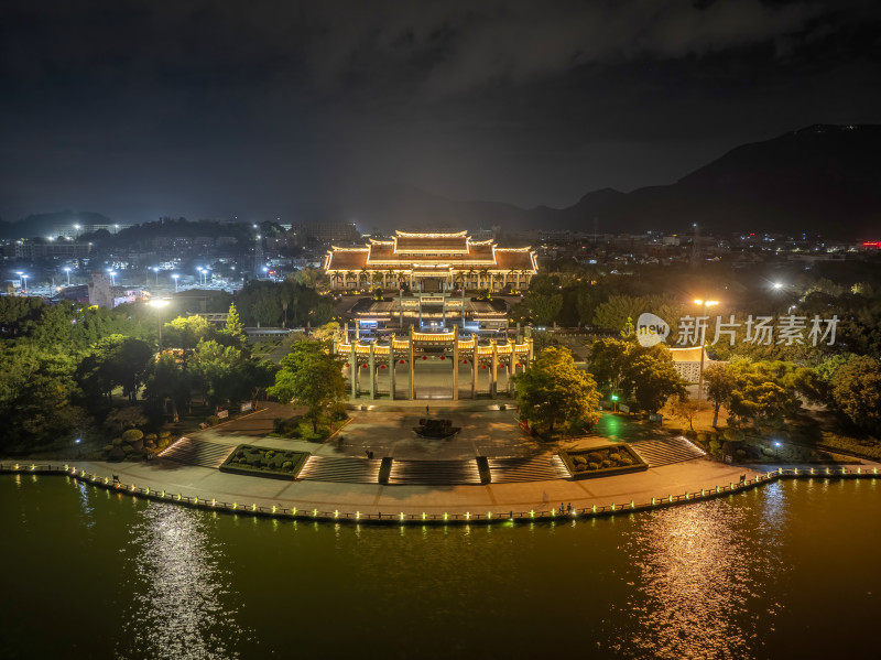 福建泉州博物馆建筑夜景夜晚航拍