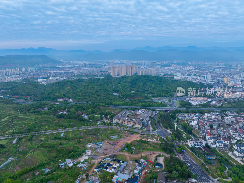 航拍浙江省台州市天台县城市风光