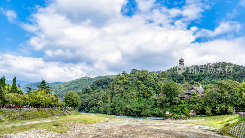 四川都江堰水利工程景区的风景