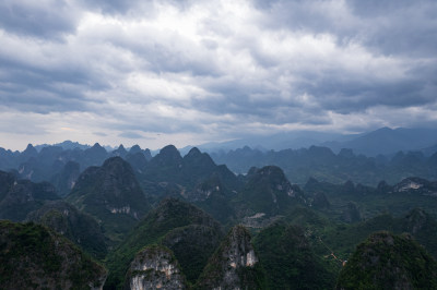 桂林阳朔漓江山水自然风光航拍