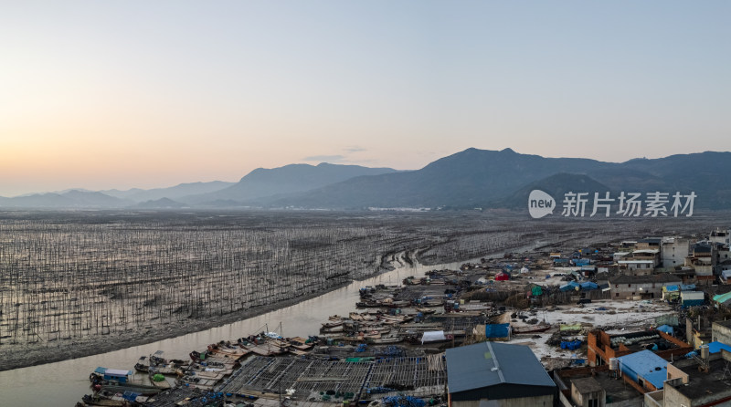 福建霞浦海岛海边滩涂日落晚霞自然风光