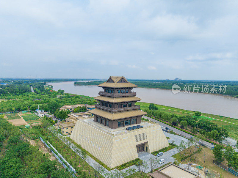 济南黄河文化展览馆济南鹊华楼航拍