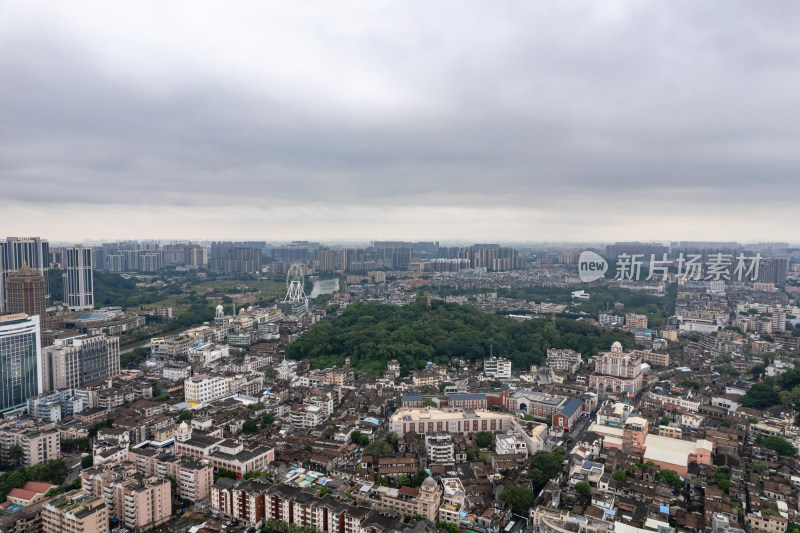 广东中山城市老城区航拍摄影图