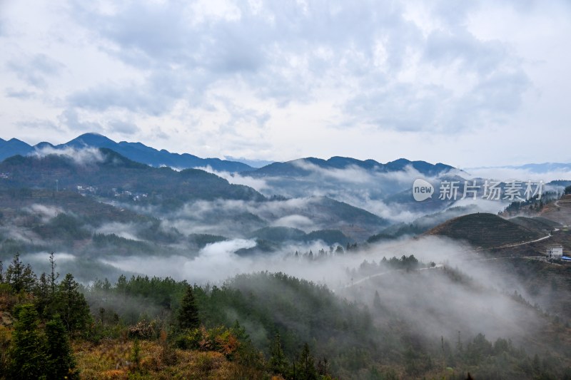 重庆酉阳：雾气中的山村田园