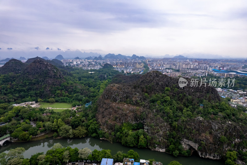 广西桂林城市风光航拍图