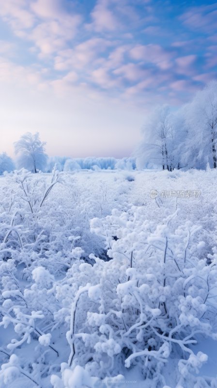 大雪过后被积雪覆盖的山林与小路