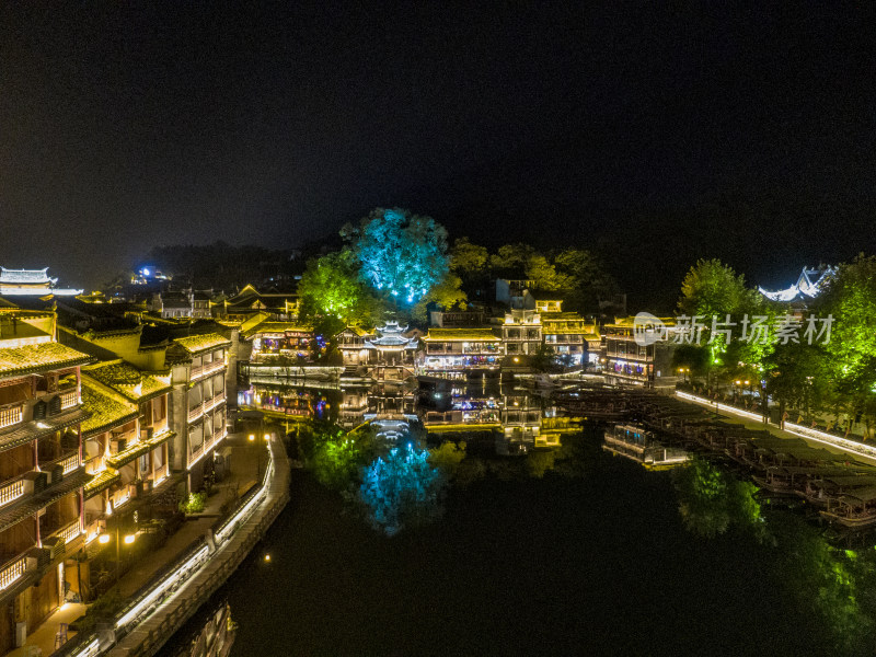 中国最美小镇湖南凤凰古城航拍图