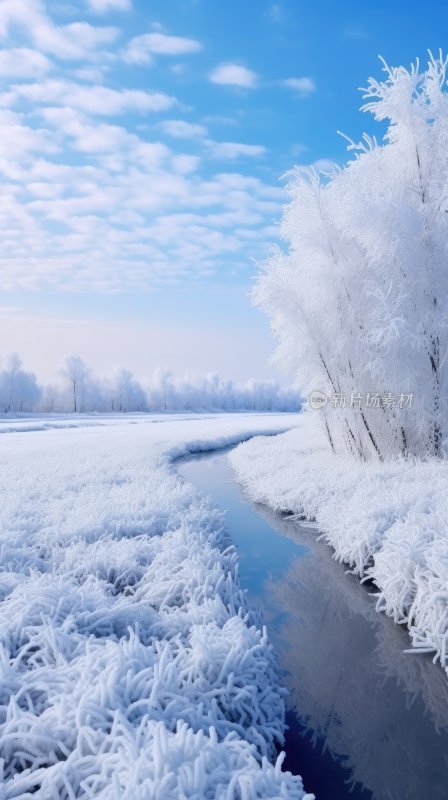 大雪过后被积雪覆盖的山林与小路